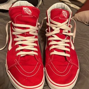 Vans red and white high tops size 11.5
